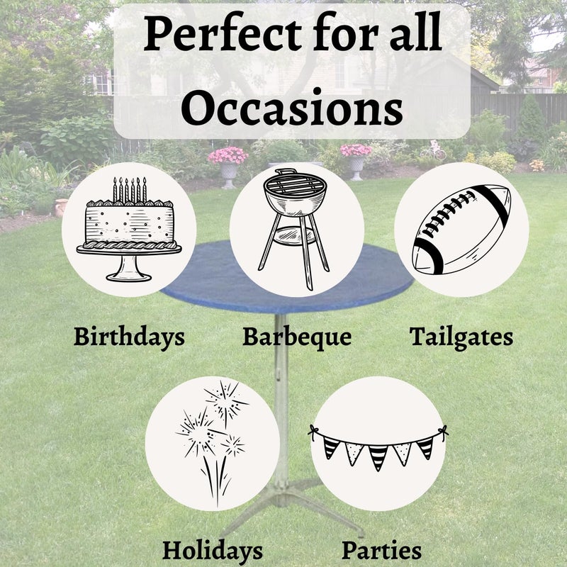 Kwik-Covers 30" Round Fitted Plastic Table Covers, Bundle of 5 (Royal Blue) - Image 5